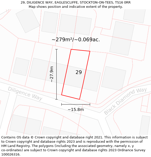 29, DILIGENCE WAY, EAGLESCLIFFE, STOCKTON-ON-TEES, TS16 0RR: Plot and title map