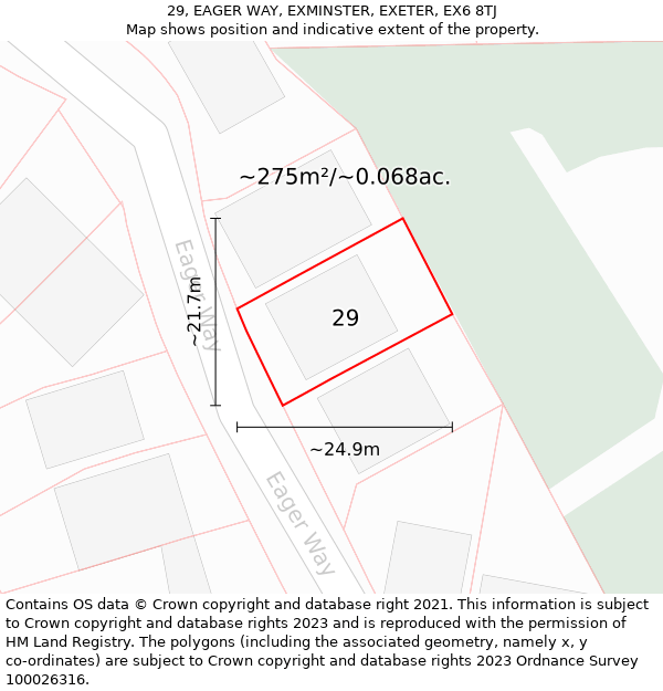 29, EAGER WAY, EXMINSTER, EXETER, EX6 8TJ: Plot and title map