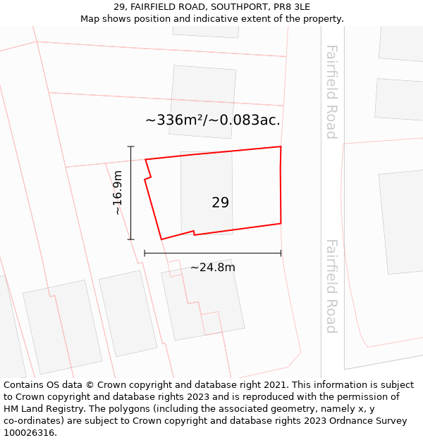 29, FAIRFIELD ROAD, SOUTHPORT, PR8 3LE: Plot and title map