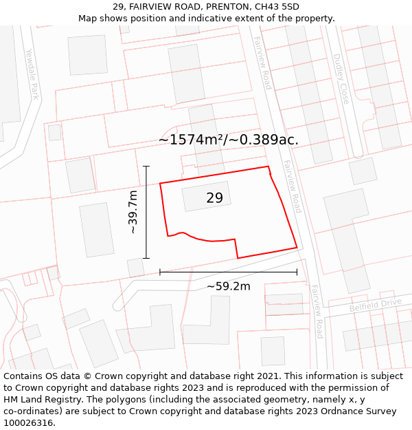 29, FAIRVIEW ROAD, PRENTON, CH43 5SD: Plot and title map