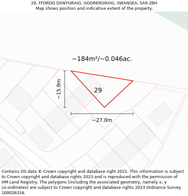 29, FFORDD DANYGRAIG, GODRERGRAIG, SWANSEA, SA9 2BH: Plot and title map