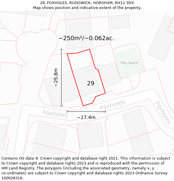 29, FOXHOLES, RUDGWICK, HORSHAM, RH12 3DX: Plot and title map