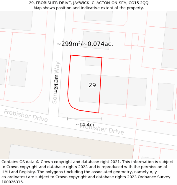 29, FROBISHER DRIVE, JAYWICK, CLACTON-ON-SEA, CO15 2QQ: Plot and title map