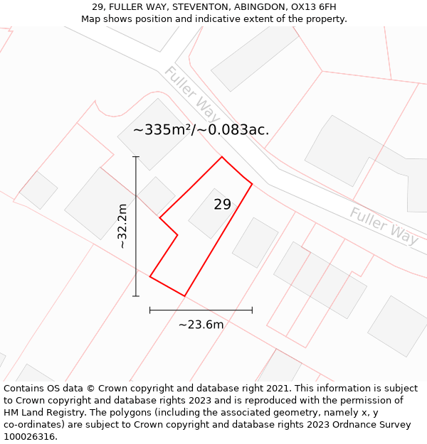 29, FULLER WAY, STEVENTON, ABINGDON, OX13 6FH: Plot and title map