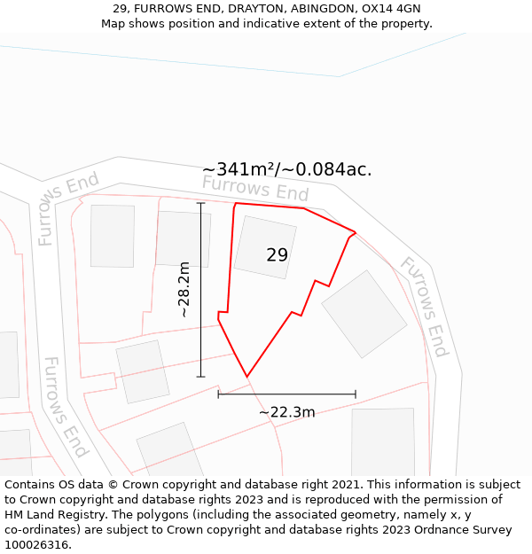 29, FURROWS END, DRAYTON, ABINGDON, OX14 4GN: Plot and title map