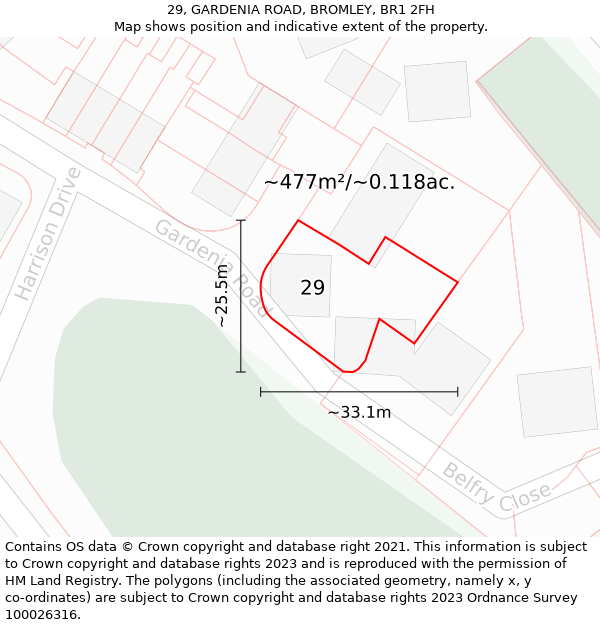 29, GARDENIA ROAD, BROMLEY, BR1 2FH: Plot and title map