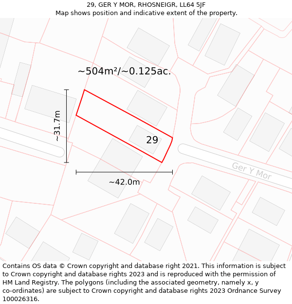 29, GER Y MOR, RHOSNEIGR, LL64 5JF: Plot and title map