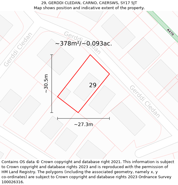 29, GERDDI CLEDAN, CARNO, CAERSWS, SY17 5JT: Plot and title map