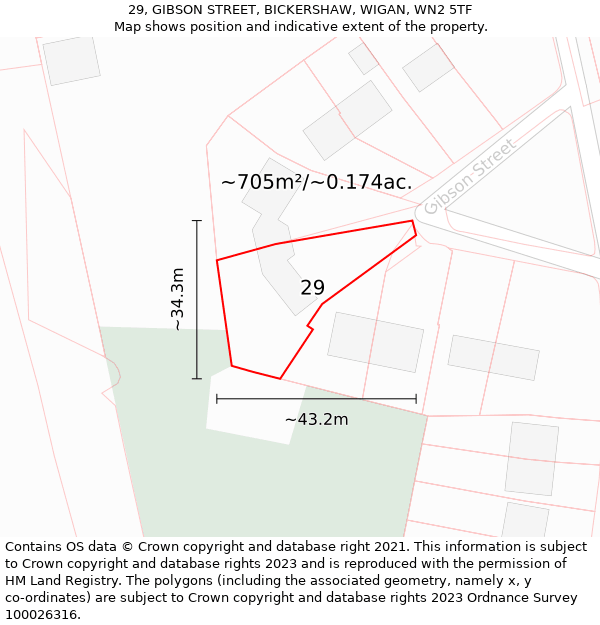 29, GIBSON STREET, BICKERSHAW, WIGAN, WN2 5TF: Plot and title map