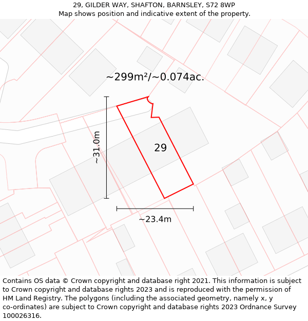 29, GILDER WAY, SHAFTON, BARNSLEY, S72 8WP: Plot and title map