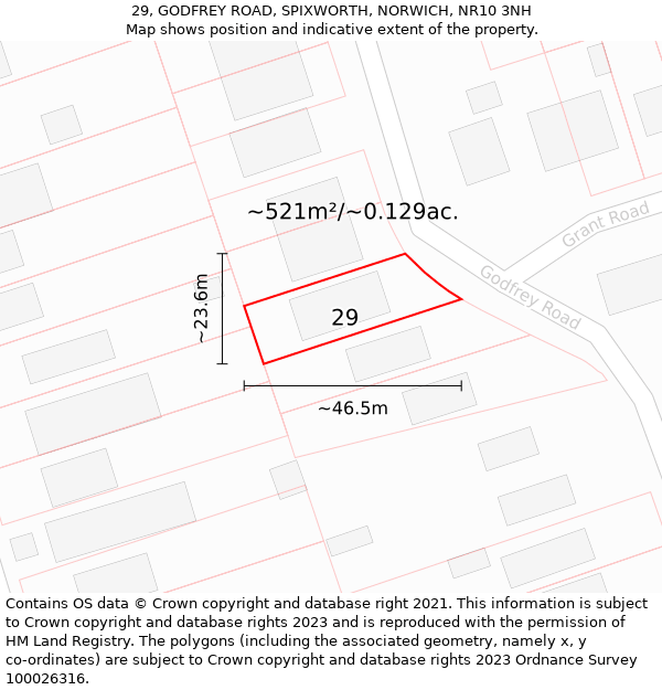 29, GODFREY ROAD, SPIXWORTH, NORWICH, NR10 3NH: Plot and title map