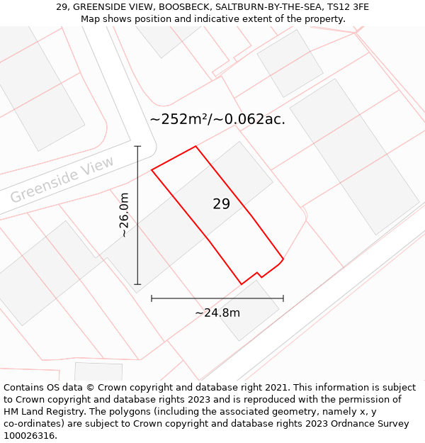 29, GREENSIDE VIEW, BOOSBECK, SALTBURN-BY-THE-SEA, TS12 3FE: Plot and title map