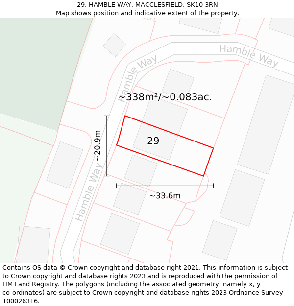 29, HAMBLE WAY, MACCLESFIELD, SK10 3RN: Plot and title map