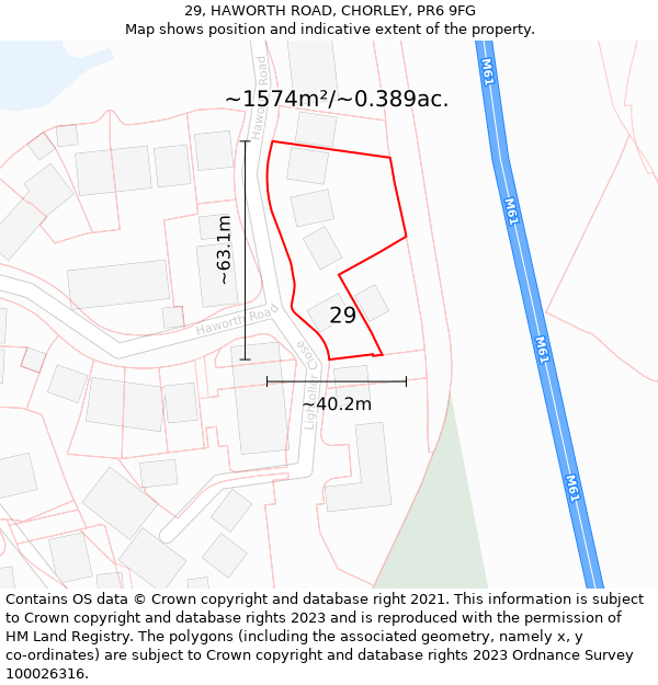 29, HAWORTH ROAD, CHORLEY, PR6 9FG: Plot and title map