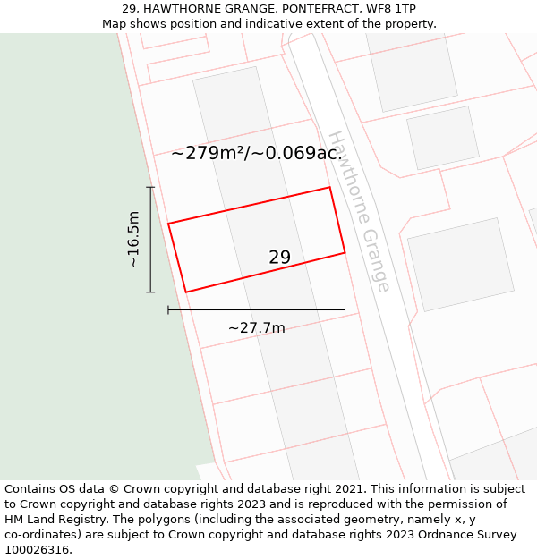 29, HAWTHORNE GRANGE, PONTEFRACT, WF8 1TP: Plot and title map