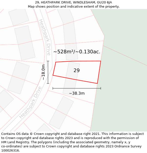 29, HEATHPARK DRIVE, WINDLESHAM, GU20 6JA: Plot and title map