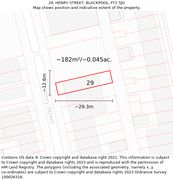 29, HENRY STREET, BLACKPOOL, FY1 5JG: Plot and title map