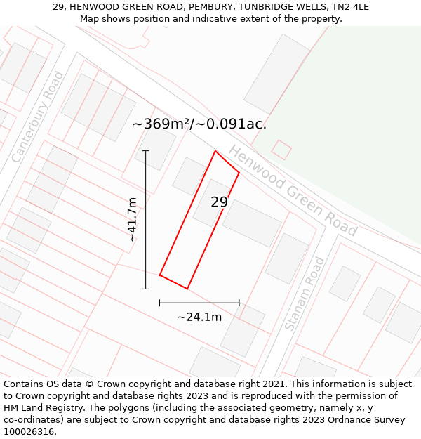 29, HENWOOD GREEN ROAD, PEMBURY, TUNBRIDGE WELLS, TN2 4LE: Plot and title map