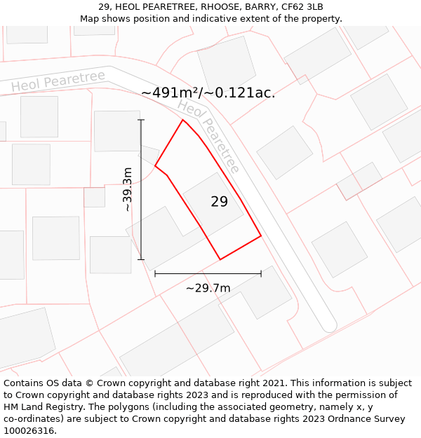 29, HEOL PEARETREE, RHOOSE, BARRY, CF62 3LB: Plot and title map