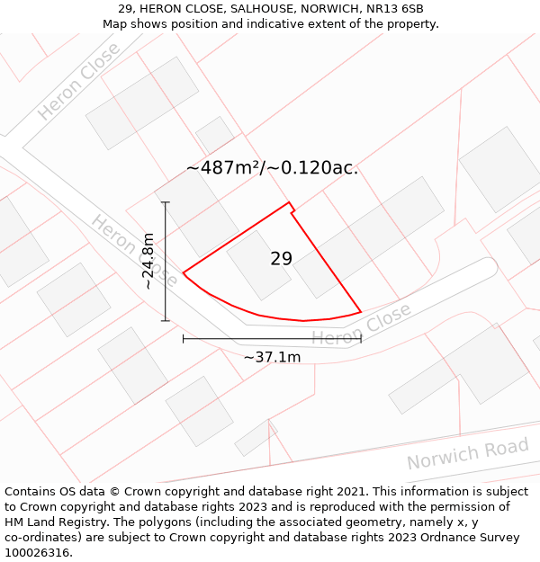 29, HERON CLOSE, SALHOUSE, NORWICH, NR13 6SB: Plot and title map