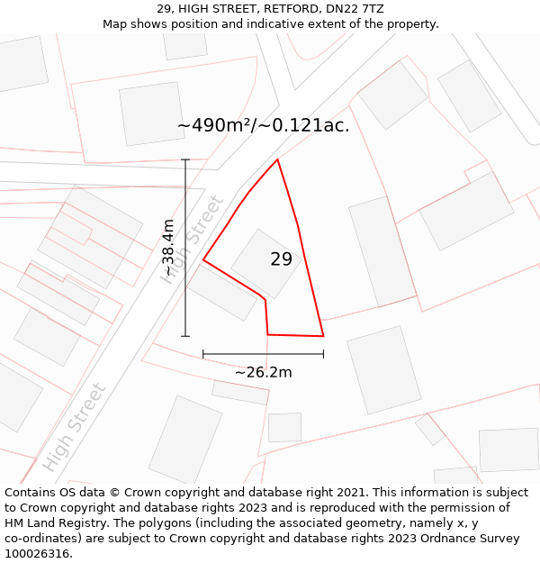 29, HIGH STREET, RETFORD, DN22 7TZ: Plot and title map