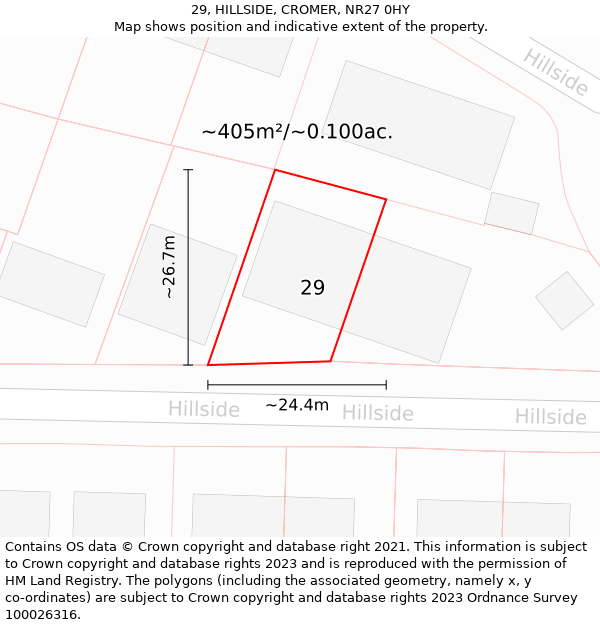 29, HILLSIDE, CROMER, NR27 0HY: Plot and title map