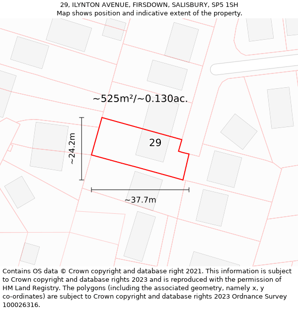 29, ILYNTON AVENUE, FIRSDOWN, SALISBURY, SP5 1SH: Plot and title map