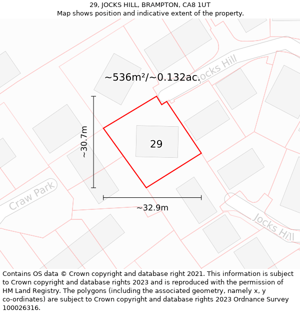 29, JOCKS HILL, BRAMPTON, CA8 1UT: Plot and title map