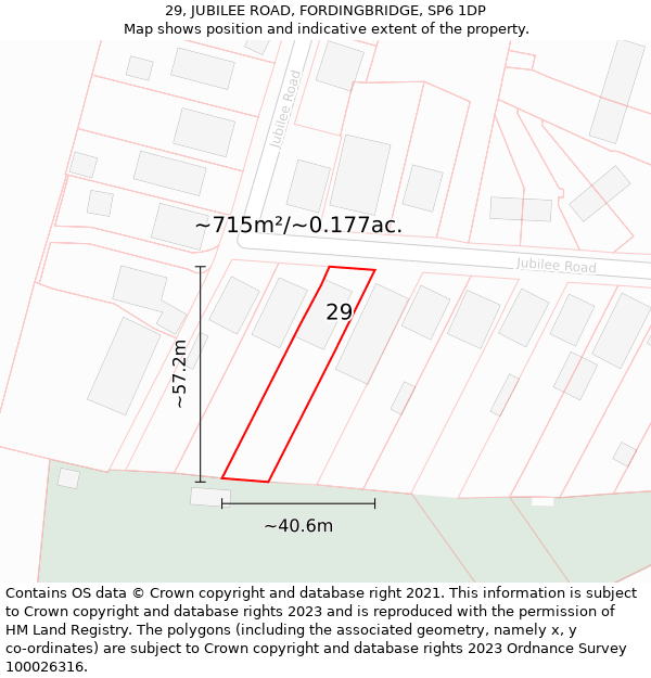 29, JUBILEE ROAD, FORDINGBRIDGE, SP6 1DP: Plot and title map