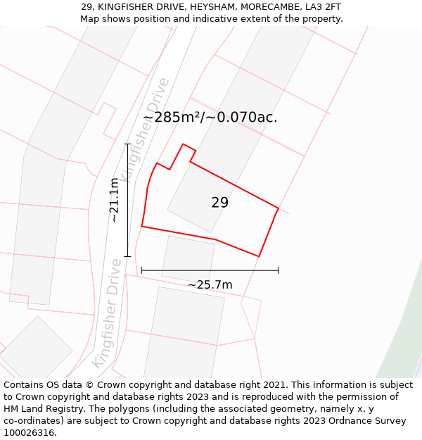 29, KINGFISHER DRIVE, HEYSHAM, MORECAMBE, LA3 2FT: Plot and title map