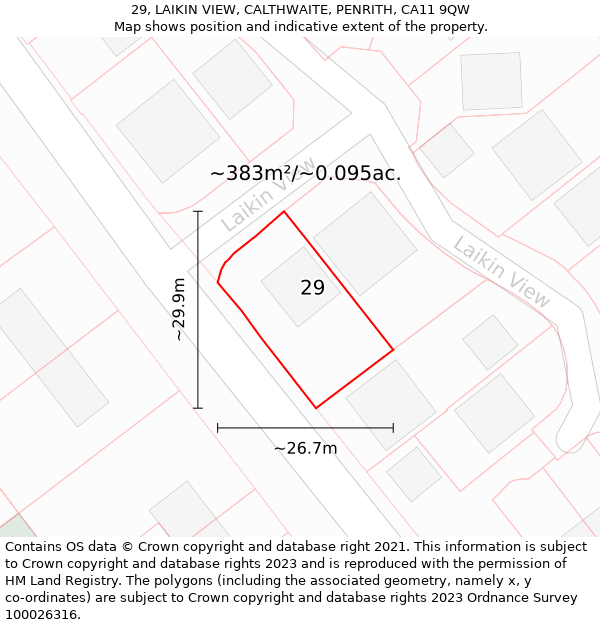 29, LAIKIN VIEW, CALTHWAITE, PENRITH, CA11 9QW: Plot and title map