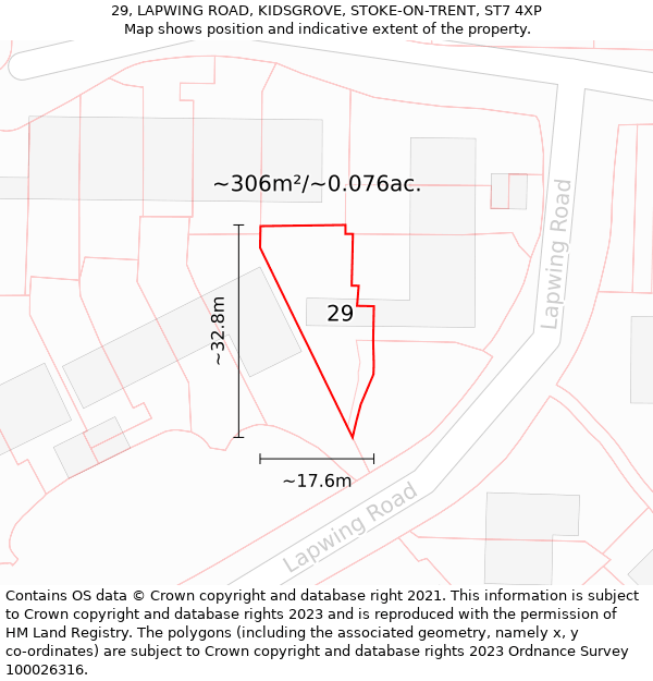 29, LAPWING ROAD, KIDSGROVE, STOKE-ON-TRENT, ST7 4XP: Plot and title map