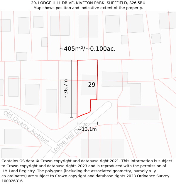 29, LODGE HILL DRIVE, KIVETON PARK, SHEFFIELD, S26 5RU: Plot and title map