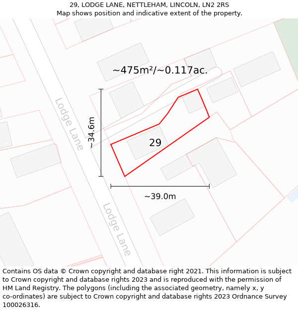 29, LODGE LANE, NETTLEHAM, LINCOLN, LN2 2RS: Plot and title map