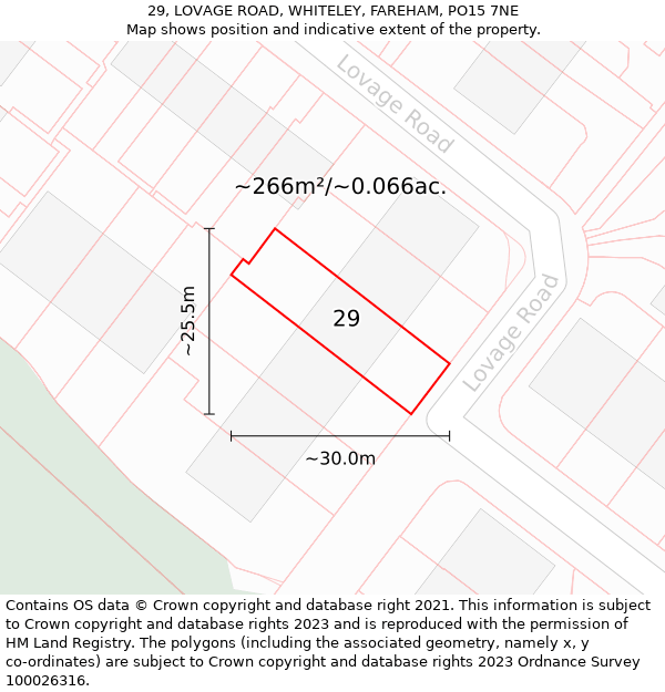 29, LOVAGE ROAD, WHITELEY, FAREHAM, PO15 7NE: Plot and title map