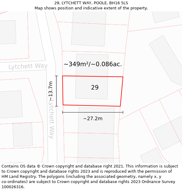 29, LYTCHETT WAY, POOLE, BH16 5LS: Plot and title map