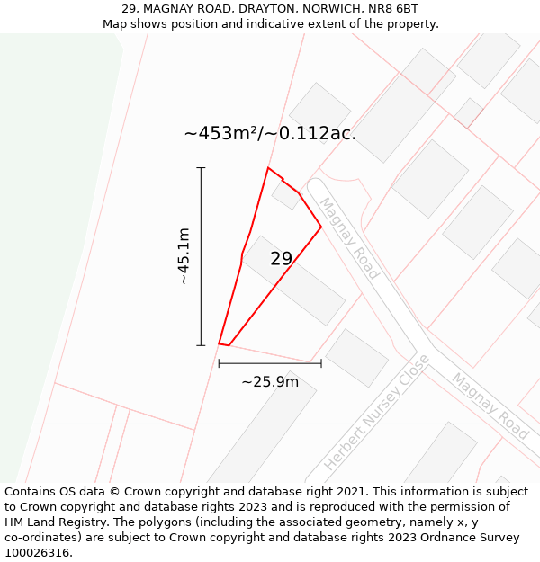 29, MAGNAY ROAD, DRAYTON, NORWICH, NR8 6BT: Plot and title map