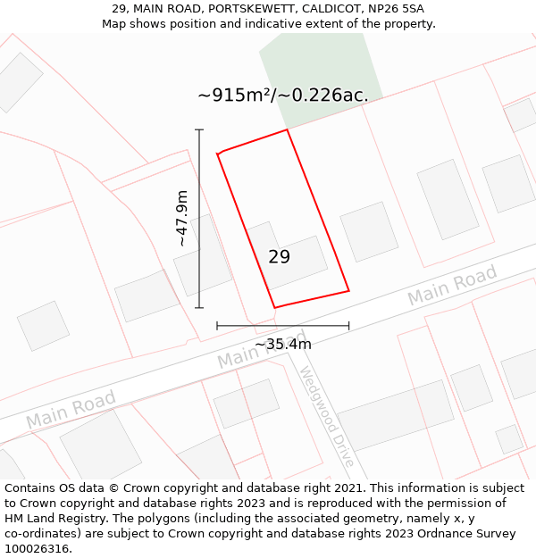 29, MAIN ROAD, PORTSKEWETT, CALDICOT, NP26 5SA: Plot and title map