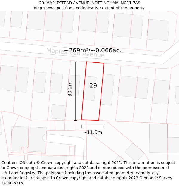 29, MAPLESTEAD AVENUE, NOTTINGHAM, NG11 7AS: Plot and title map