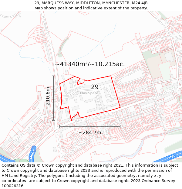 29, MARQUESS WAY, MIDDLETON, MANCHESTER, M24 4JR: Plot and title map