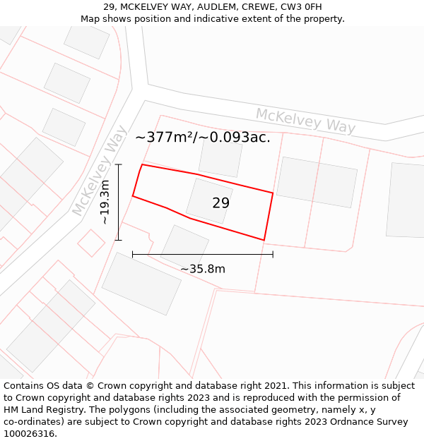 29, MCKELVEY WAY, AUDLEM, CREWE, CW3 0FH: Plot and title map