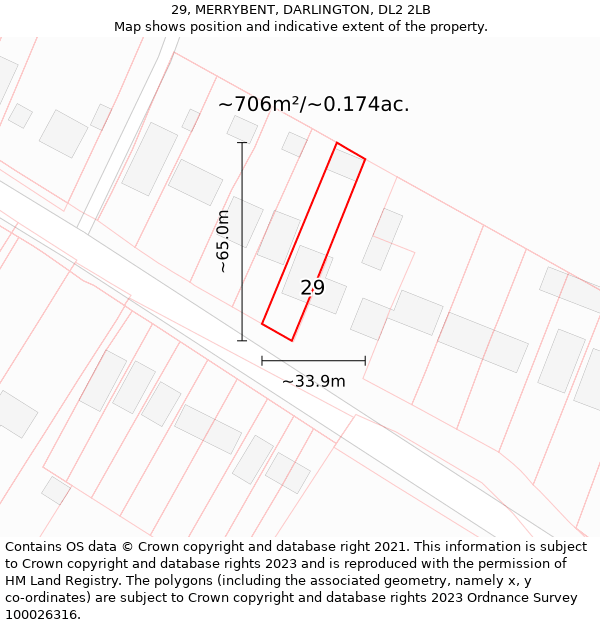 29, MERRYBENT, DARLINGTON, DL2 2LB: Plot and title map