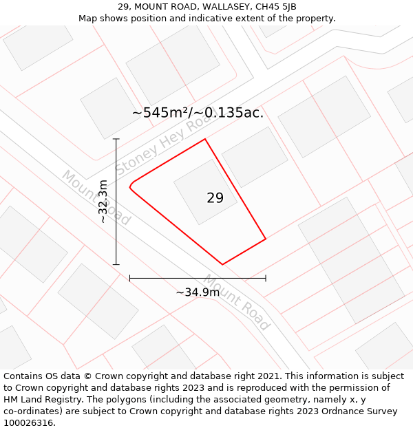 29, MOUNT ROAD, WALLASEY, CH45 5JB: Plot and title map