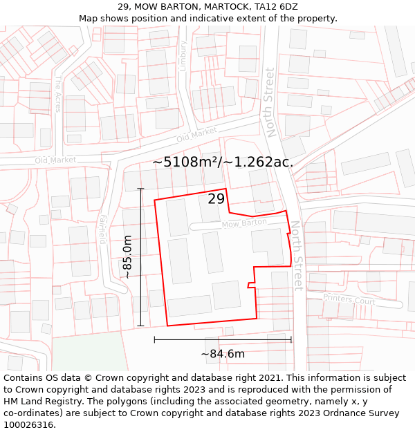 29, MOW BARTON, MARTOCK, TA12 6DZ: Plot and title map