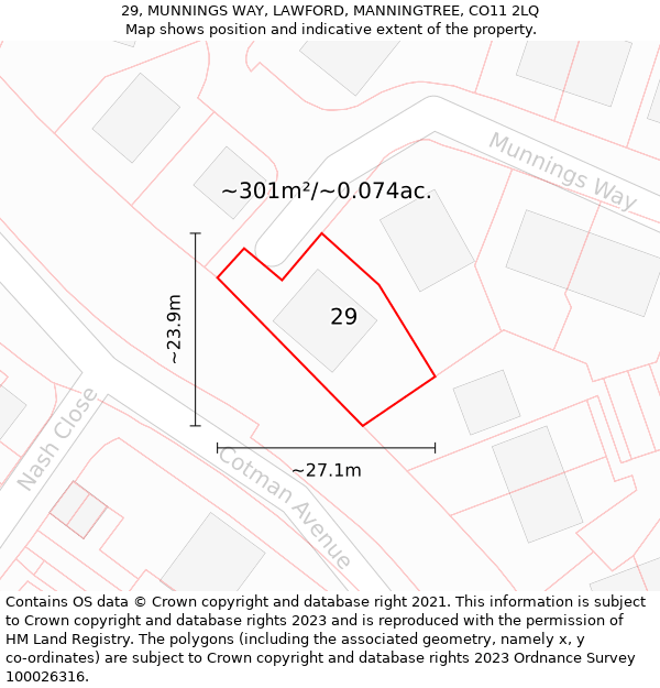 29, MUNNINGS WAY, LAWFORD, MANNINGTREE, CO11 2LQ: Plot and title map