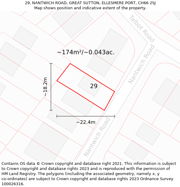 29, NANTWICH ROAD, GREAT SUTTON, ELLESMERE PORT, CH66 2SJ: Plot and title map