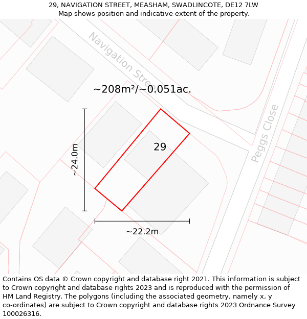 29, NAVIGATION STREET, MEASHAM, SWADLINCOTE, DE12 7LW: Plot and title map