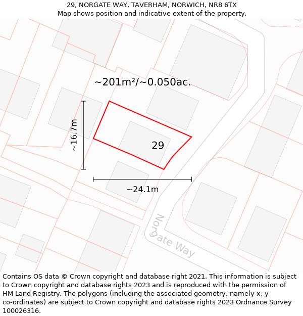 29, NORGATE WAY, TAVERHAM, NORWICH, NR8 6TX: Plot and title map