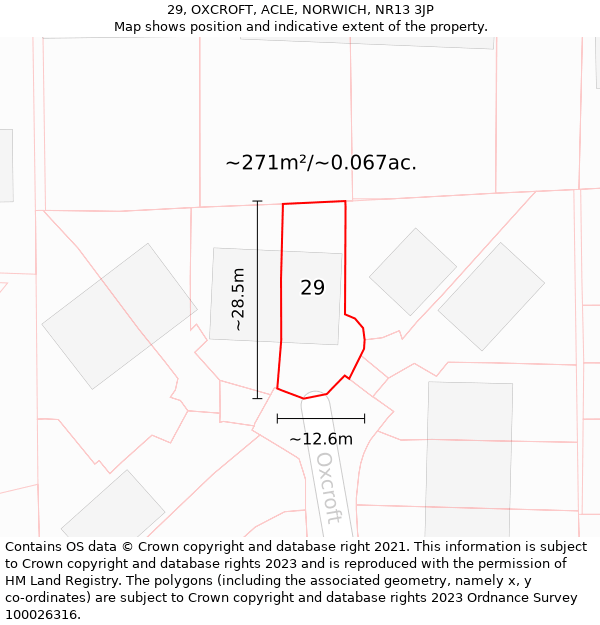 29, OXCROFT, ACLE, NORWICH, NR13 3JP: Plot and title map
