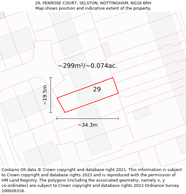 29, PENROSE COURT, SELSTON, NOTTINGHAM, NG16 6RH: Plot and title map